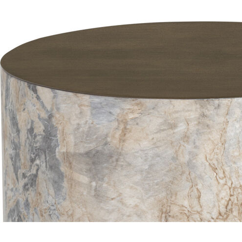 Diaz 20 X 16 inch Marble Look / Antique Brass Outdoor End Table